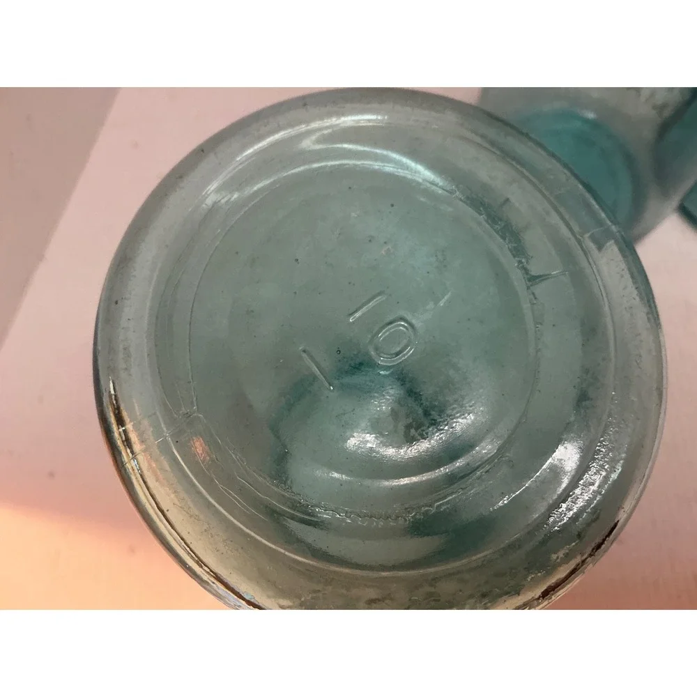 Ball Vintage Mason Jars Set of 4 Aqua Blue Glass Perfect Mason Quart Farmhouse
